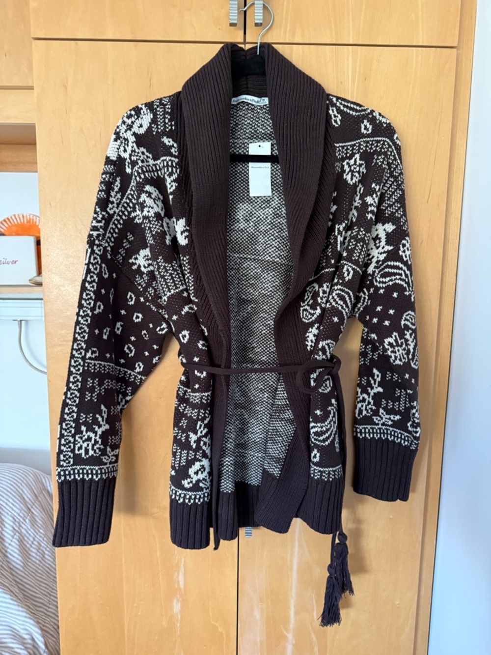 Abercrombie Shawl Collar Knit Belted Cardigan Sweater - M